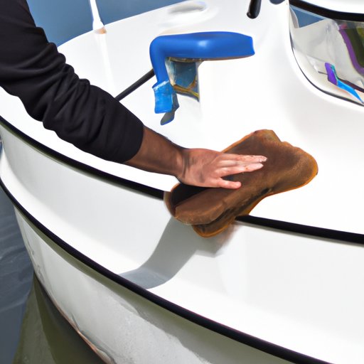 Scrubbing the Boat with a Soft Bristle Brush and Soap